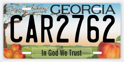 GA license plate CAR2762