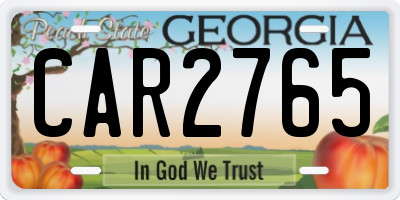 GA license plate CAR2765