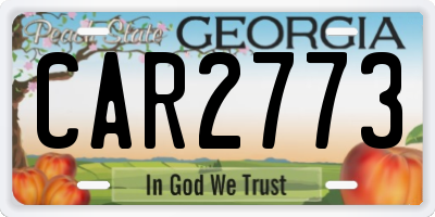 GA license plate CAR2773