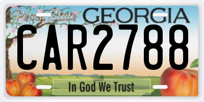 GA license plate CAR2788