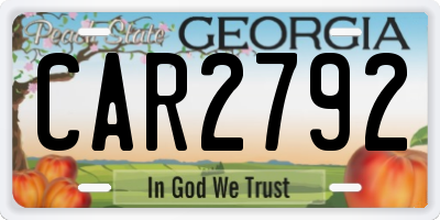 GA license plate CAR2792