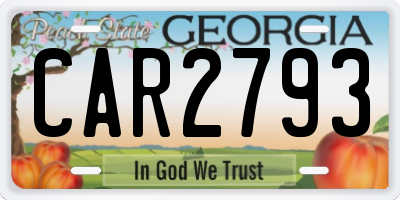 GA license plate CAR2793