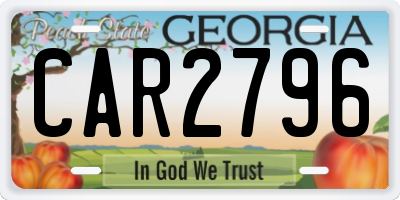 GA license plate CAR2796
