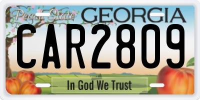 GA license plate CAR2809