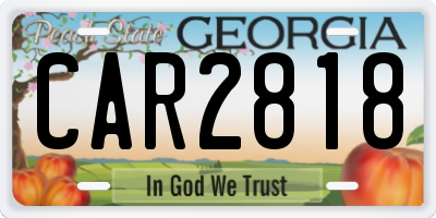 GA license plate CAR2818