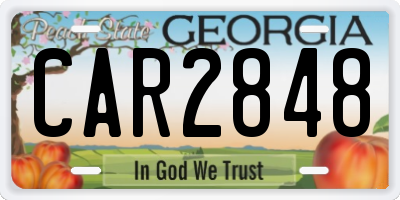 GA license plate CAR2848