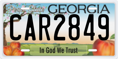 GA license plate CAR2849