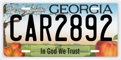 GA license plate CAR2892