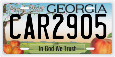 GA license plate CAR2905