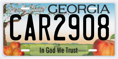 GA license plate CAR2908