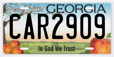 GA license plate CAR2909