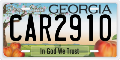 GA license plate CAR2910