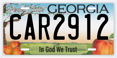 GA license plate CAR2912