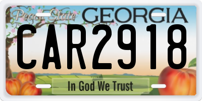 GA license plate CAR2918