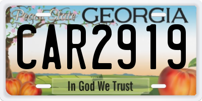 GA license plate CAR2919