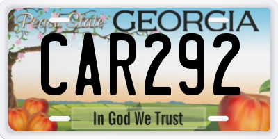 GA license plate CAR292