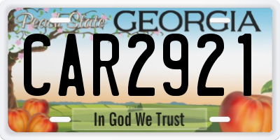 GA license plate CAR2921