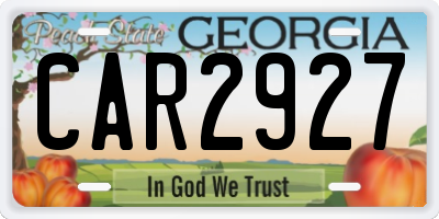 GA license plate CAR2927