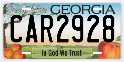GA license plate CAR2928