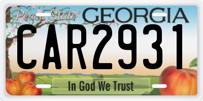 GA license plate CAR2931