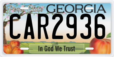 GA license plate CAR2936