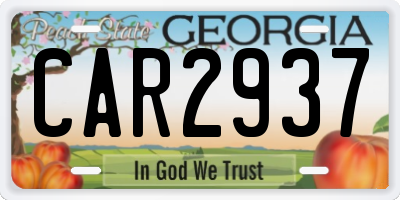 GA license plate CAR2937