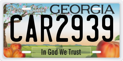 GA license plate CAR2939