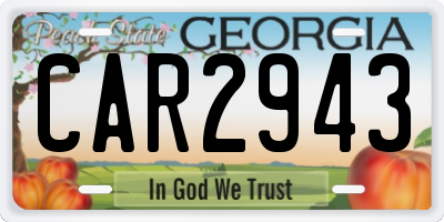 GA license plate CAR2943