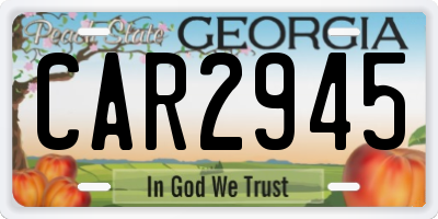 GA license plate CAR2945