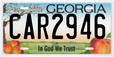 GA license plate CAR2946