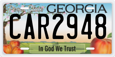 GA license plate CAR2948