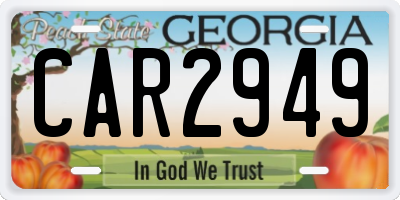 GA license plate CAR2949