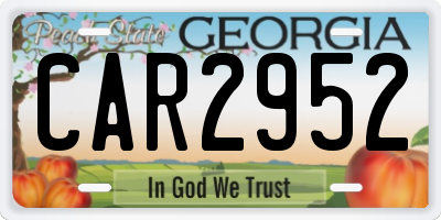 GA license plate CAR2952