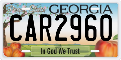 GA license plate CAR2960