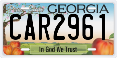 GA license plate CAR2961