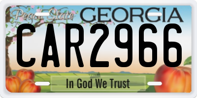 GA license plate CAR2966