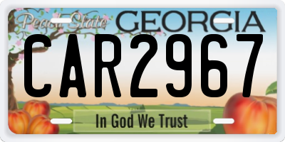 GA license plate CAR2967