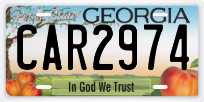 GA license plate CAR2974