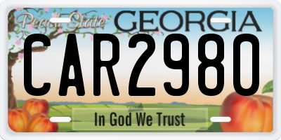 GA license plate CAR2980