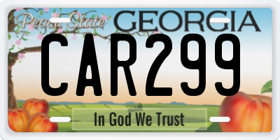 GA license plate CAR299