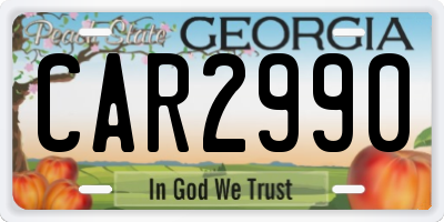 GA license plate CAR2990