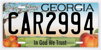 GA license plate CAR2994