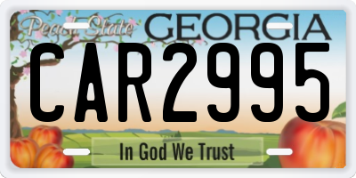 GA license plate CAR2995