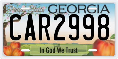 GA license plate CAR2998