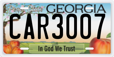 GA license plate CAR3007