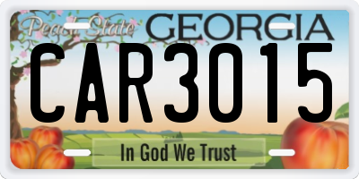 GA license plate CAR3015