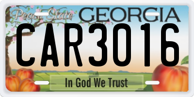 GA license plate CAR3016