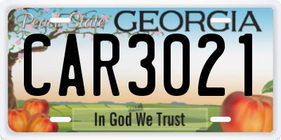 GA license plate CAR3021