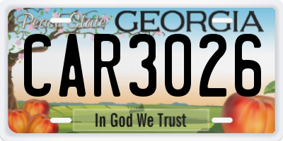 GA license plate CAR3026