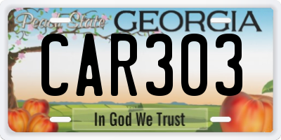 GA license plate CAR303